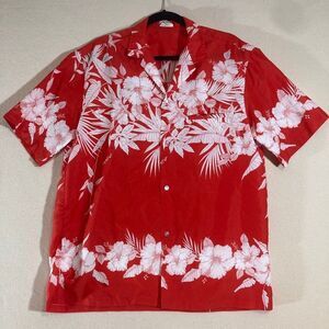 Royal Creations Hawaiian Shirt Mens L Red Floral‎ Resort Wear Vacation Travel